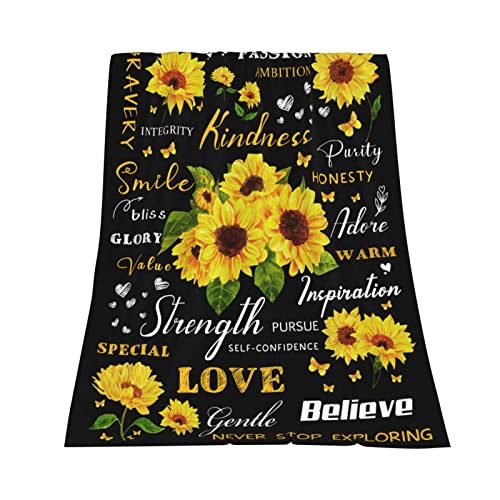 Sunflower Gifts for Women, Sunflower Blanket 50''x60'' Positive Healing Throw Blanket, Christmas Birthday Gift for Women Blanket Soft Cozy Flannel Sunflower Decorations Blanket Mother's Day