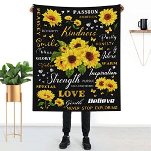 Sunflower Gifts for Women, Sunflower Blanket 50''x60'' Positive Healing Throw Blanket, Christmas Birthday Gift for Women Blanket Soft Cozy Flannel Sunflower Decorations Blanket Mother's Day