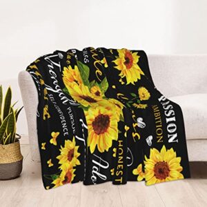 Sunflower Gifts for Women, Sunflower Blanket 50''x60'' Positive Healing Throw Blanket, Christmas Birthday Gift for Women Blanket Soft Cozy Flannel Sunflower Decorations Blanket Mother's Day