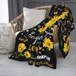 Sunflower Gifts for Women, Sunflower Blanket 50''x60'' Positive Healing Throw Blanket, Christmas Birthday Gift for Women Blanket Soft Cozy Flannel Sunflower Decorations Blanket Mother's Day