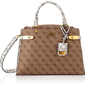 GUESS Zadie Girlfriend Satchel, Latte Logo Python