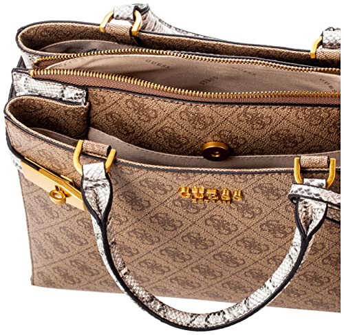 GUESS Zadie Girlfriend Satchel, Latte Logo Python