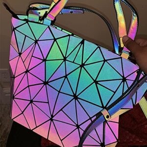 Holographic Purse Geometric Purse Luminous Handbag Purse and Wallet Set for Women Iridescent Shoulder Bag Reflective Purse