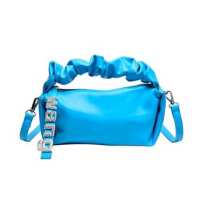 top-handle shoudlder for women ruched hobo purses handbags crossbody bags satchel clutch tote bag (blue)