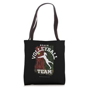 beach volleyball womens madagascar flag volleyball girl tote bag