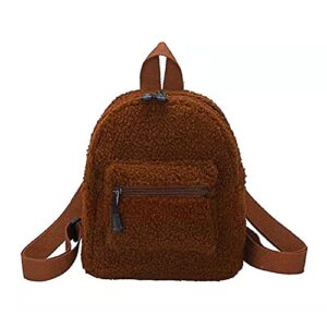 hikuality cute plush backpack mini shoulder bags casual purse handbags with adjustable shoulder straps for everyday use (brown)