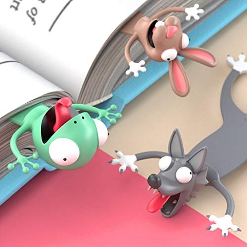 Wacky Bookmark Palz - More Fun Reading,3D Cartoon Squashed Animal Bookmarks Novelty Funny Cute Stationery,Christmas Birthday Party Favors Gift for Kids Students,Help with Reading (10 PCS Set)