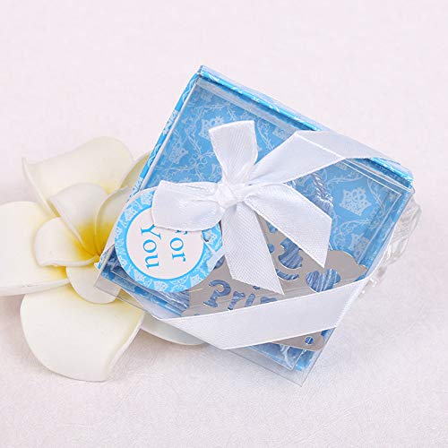 Yuokwer 12pcs Boy Baby Shower Favors for Guest Crown Prince Metal Bookmarks Kids Birthday Party Favor Gift Party Supplies,Gift Boxed Book Lovers Collection (12, Blue Prince)