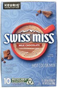 swiss miss, single serve hot chocolate k-cup® pods milk chocolate hot cocoa, 10 count,0.7 oz