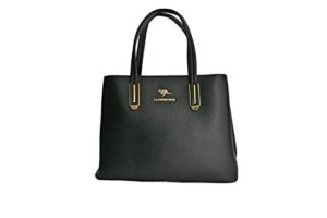 vegan leather large handbag – durable crossbody shoulder bag for women – top handle purse – everyday tote shoulder bag – black