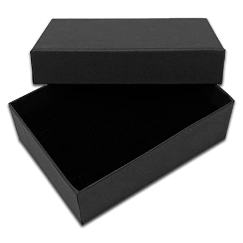 TheDisplayGuys - 24 pk Velvet Insert Kraft Paper Jewelry Gift Box - Necklace/Pendant - Matte Black #32 (3-1/4 x 2-1/4 x 1 in)