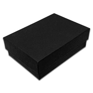 TheDisplayGuys - 24 pk Velvet Insert Kraft Paper Jewelry Gift Box - Necklace/Pendant - Matte Black #32 (3-1/4 x 2-1/4 x 1 in)