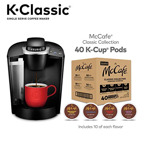 Keurig K-Classic Coffee Maker with McCafé Classic Collection Variety Pack, 40 Count K-Cup Pods