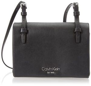 calvin klein penny triple compartment crossbody, black/silver,one size