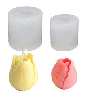 2 pieces 3d silicone candle mold tulip flower candle mold for candle making handmade silicone soap mold for handmade plaster craft soap making home decorating ornaments