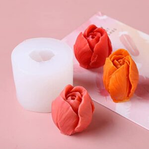 2 Pieces 3D Silicone Candle Mold Tulip Flower Candle Mold for Candle Making Handmade Silicone Soap Mold for Handmade Plaster Craft Soap Making Home Decorating Ornaments