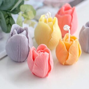 2 Pieces 3D Silicone Candle Mold Tulip Flower Candle Mold for Candle Making Handmade Silicone Soap Mold for Handmade Plaster Craft Soap Making Home Decorating Ornaments