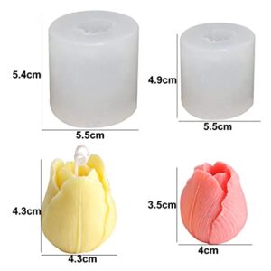 2 Pieces 3D Silicone Candle Mold Tulip Flower Candle Mold for Candle Making Handmade Silicone Soap Mold for Handmade Plaster Craft Soap Making Home Decorating Ornaments