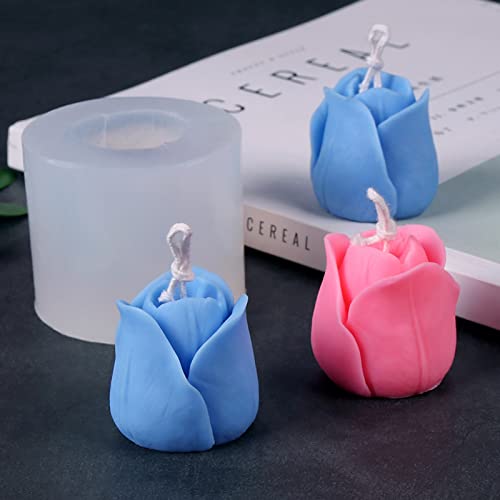 2 Pieces 3D Silicone Candle Mold Tulip Flower Candle Mold for Candle Making Handmade Silicone Soap Mold for Handmade Plaster Craft Soap Making Home Decorating Ornaments