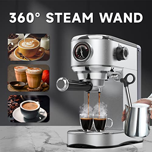 Espresso Machine, Expresso Coffee Machines with Steamer, Cappuccino Machine, Upgraded 15 Bar Espresso Machine Maker with Milk Frother for Cappuccino Latte Macchiato, Christmas Coffee Gifts,1450W