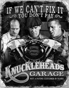 desperate enterprises the three stooges – knuckleheads garage tin sign – nostalgic vintage metal wall decor – made in usa