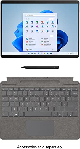 Microsoft Surface Pro X, 13" PixelSense Touchscreen Display, SQ1, 8GB Memory, 128GB Solid State Drive, Qualcomm Adreno 685 GPU, Windows 10 Pro, E5D-00001, Platinum (Renewed)