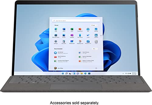 Microsoft Surface Pro X, 13" PixelSense Touchscreen Display, SQ1, 8GB Memory, 128GB Solid State Drive, Qualcomm Adreno 685 GPU, Windows 10 Pro, E5D-00001, Platinum (Renewed)