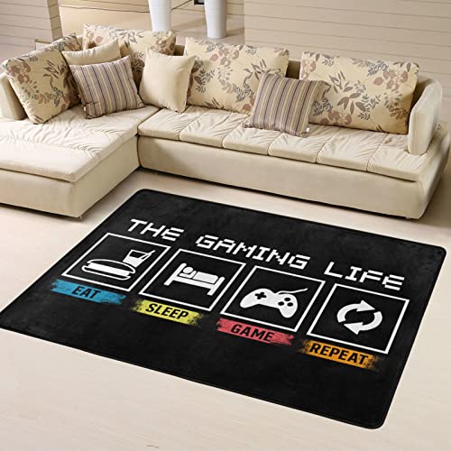 GAGNONLEE The Gaming Life Large Rugs Game Controller Floor Mat 3D Printed Modern Carpet for Gamer Bedroom Home Decor Non-Slip Area Rug 60 x 40 inch Style-4 60''x 40''（150x100cm）