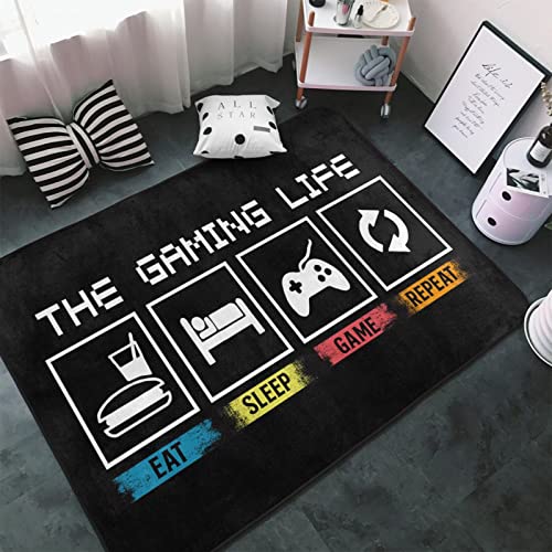 GAGNONLEE The Gaming Life Large Rugs Game Controller Floor Mat 3D Printed Modern Carpet for Gamer Bedroom Home Decor Non-Slip Area Rug 60 x 40 inch Style-4 60''x 40''（150x100cm）