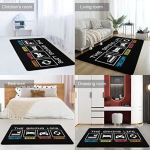 GAGNONLEE The Gaming Life Large Rugs Game Controller Floor Mat 3D Printed Modern Carpet for Gamer Bedroom Home Decor Non-Slip Area Rug 60 x 40 inch Style-4 60''x 40''（150x100cm）