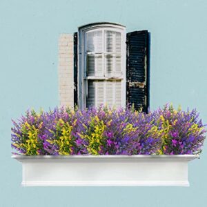 Heylife 18 Bundles Artificial Lavender Flowers Outdoor UV Resistant Fake Plastic Flowers Faux Plastic Shrubs for Indoor Outdoor Window Home Garden Decoration