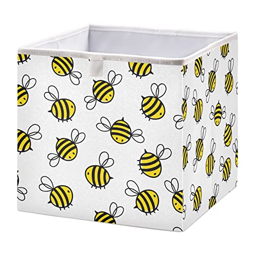 Kigai Flying Bumble Bees Storage Basket Cube Box Foldable Canvas Storage Basket for Clothes Storage,Toy Box,Home Storage