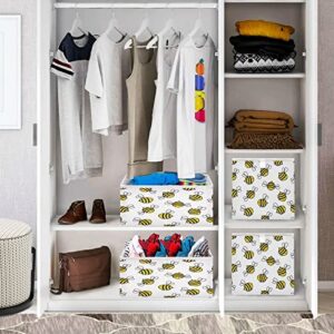 Kigai Flying Bumble Bees Storage Basket Cube Box Foldable Canvas Storage Basket for Clothes Storage,Toy Box,Home Storage