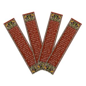 Armor of God, Bulk Pack of 4 Woven Fabric Bible Verse Bookmarks, Silky Soft & Flexible Religious Bookmarkers for Novels Books & Bibles, Memory Verse Gift, Traditional Turkish Woven Design