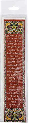 Armor of God, Bulk Pack of 4 Woven Fabric Bible Verse Bookmarks, Silky Soft & Flexible Religious Bookmarkers for Novels Books & Bibles, Memory Verse Gift, Traditional Turkish Woven Design