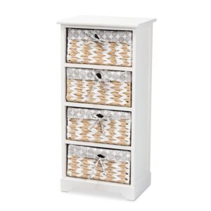 baxton studio rianne modern transitional white finished wood 4-basket storage unit