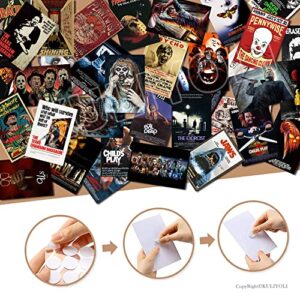 50PCS Classic Horror Movie Poster Wall Collage Kit Aesthetic Pictures Collage Vintage Film Photo Wall Home Theater Room Dorm Bedroom Wall Decor 4" x 6"