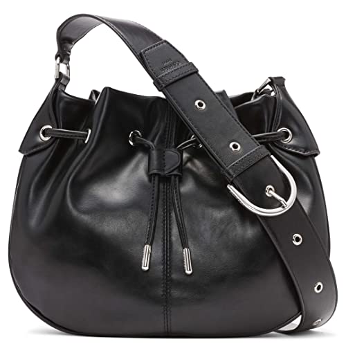 Calvin Klein Lapis Drawstring Crossbody, Black/Silver,One Size