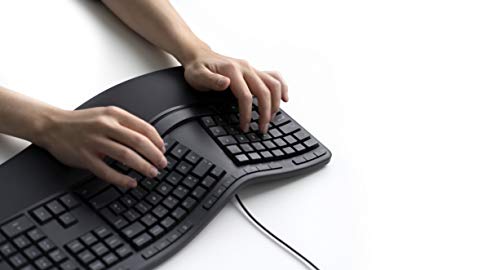 Microsoft Ergonomic Keyboard - Black. Wired, Comfortable, Ergonomic Keyboard with Cushioned Wrist and Palm Support. Split Keyboard. Dedicated Office Key.