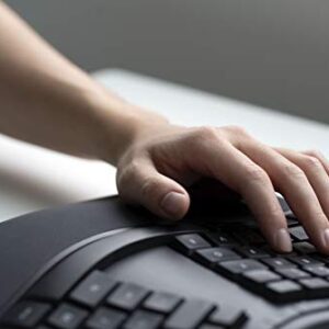Microsoft Ergonomic Keyboard - Black. Wired, Comfortable, Ergonomic Keyboard with Cushioned Wrist and Palm Support. Split Keyboard. Dedicated Office Key.