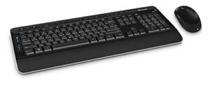 microsoft wireless desktop 3050 with aes – black. wireless keyboard and mouse combo. built-in palm rest. customizable windows shortcut keys