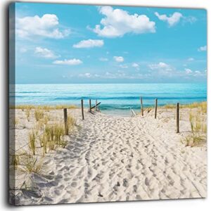 Siozoxis Bathroom With Beach Seascape Blue Sea Canvas Print Wall Art Home Bedroom Office Picture Wall Decor Artwork 12x12 Inches