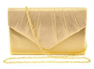 succuna clutch purses envelope evening bag for women girl gold shimmery pleated crossbody handbags for wedding party dating