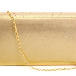 SUCCUNA Clutch Purses Envelope Evening Bag For Women Girl Gold Shimmery Pleated Crossbody Handbags for Wedding Party Dating