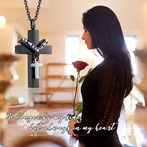 Junkin Ashes Necklace Urn Necklace Cross Stainless Steel Cross Memorial Cremation Jewelry for Ashes Urn Cremation Pendant for Human Ashes (4 Pieces)