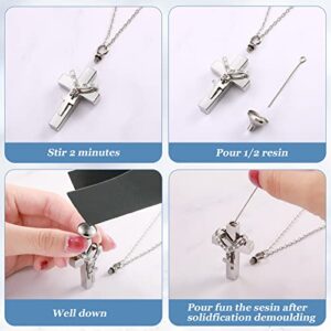 Junkin Ashes Necklace Urn Necklace Cross Stainless Steel Cross Memorial Cremation Jewelry for Ashes Urn Cremation Pendant for Human Ashes (4 Pieces)