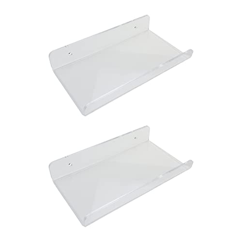 Savagrow 2pcs Acrylic Clear Floating Shelves, Wall Mounted Display Shelf 7.9 Inch Length Hanging Organizer Shelf for Bathroom, Living Room, Kitchen