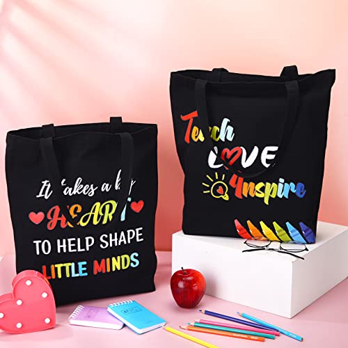 4 Pcs Teacher Appreciation Gift Teacher Canvas Tote Bag (Adorable Style)