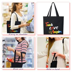 4 Pcs Teacher Appreciation Gift Teacher Canvas Tote Bag (Adorable Style)