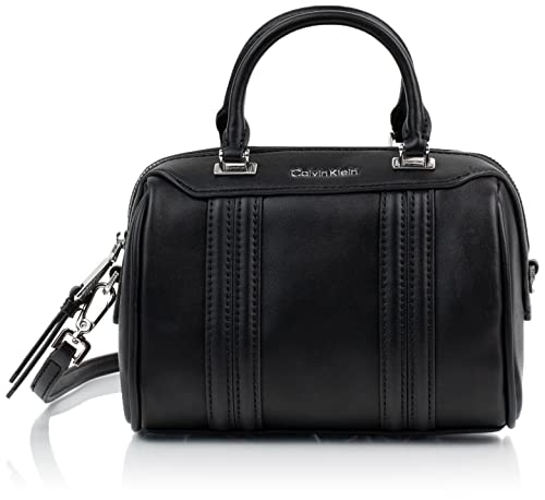 Calvin Klein Blake Top Zip Mini Satchel Crossbody, Black/Silver,One Size